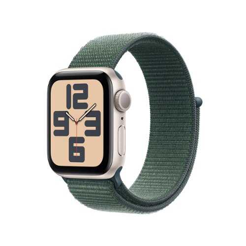 Rent to own Apple Watch SE (GPS) 40mm Aluminum Case with Lake Green Sport Loop - Starlight