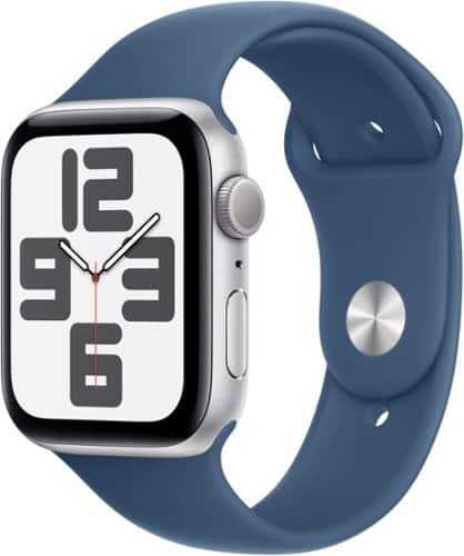 Rent to own Apple Watch SE 2nd Generation (GPS) 44mm Aluminum Case with Denim Sport Band - S/M - Silver