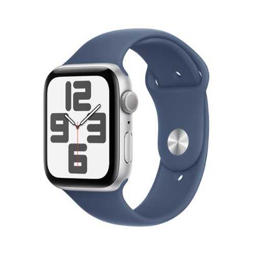 Rent to own Apple Watch SE (GPS) 44mm Aluminum Case with Denim Sport Band - M/L - Silver