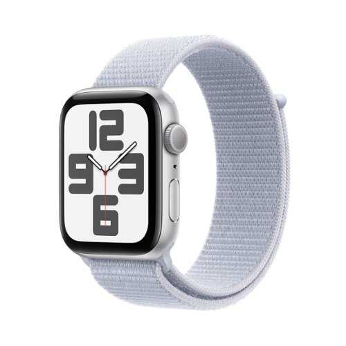 Rent to own Apple Watch SE (GPS) 44mm Aluminum Case with Blue Cloud Sport Loop - Silver