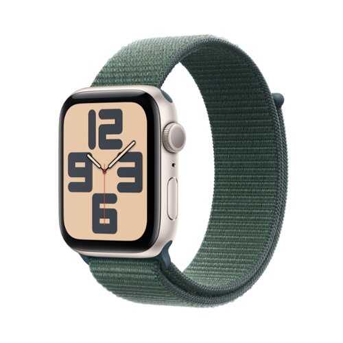 Rent to own Apple Watch SE (GPS) 44mm Aluminum Case with Lake Green Sport Loop - Starlight