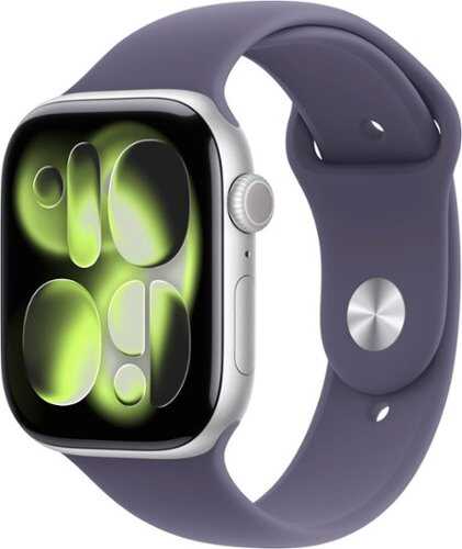 Rent to own Apple Watch Series 11 (GPS) 46mm Silver Aluminum Case with Purple Fog Sport Band - S/M - Silver - (2025)