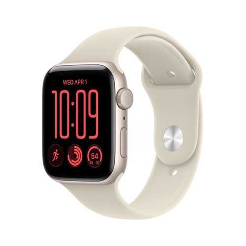 Rent to own Apple Watch SE 3 (GPS) 44mm Aluminum Case with Sand Sport Band - M/L - Starlight - (2026)