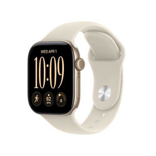 Rent to own Apple Watch Series 12 (GPS) 42mm Aluminum Case with Sand Sport Band - S/M - Light Gold - (2026)