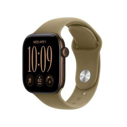 Rent to own Apple Watch Series 12 (GPS) 42mm Aluminum Case with Olive Sport Band - M/L - Dark Bronze - (2026)