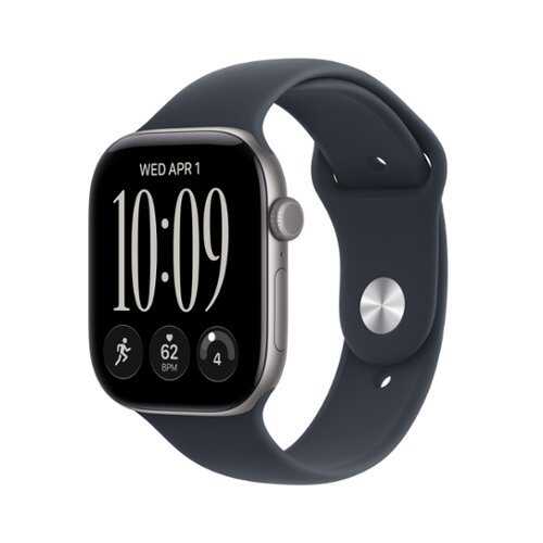 Rent to own Apple Watch Series 12 (GPS) 46mm Aluminum Case with Navy Blue Sport Band - M/L - Space Gray - (2026)