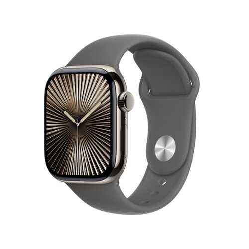 Rent to own Apple Watch Series 10 (GPS+Cellular) 42mm Titanium Case with Stone Grey Sport Band - S/M - Natural