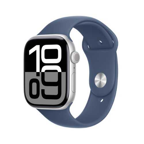 Rent to own Apple Watch Series 10 (GPS+Cellular) 46mm Aluminum Case with Denim Sport Band - S/M - Silver