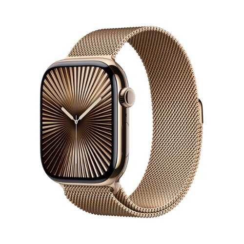 Rent to own Apple Watch Series 10 (GPS+Cellular) 46mm Titanium Case with Gold Milanese Loop - M/L - Gold