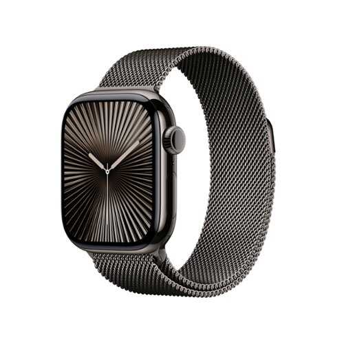 Rent to own Apple Watch Series 10 (GPS+Cellular) 42mm Titanium Case with Slate Milanese Loop - Slate