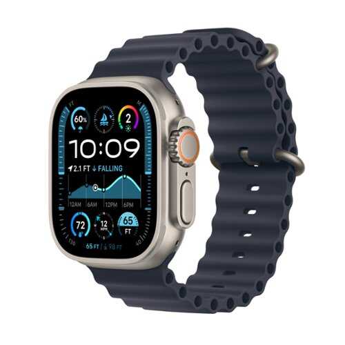 Rent to own Apple Watch Ultra 2 (GPS+Cellular) 49mm Titanium Case with Navy Ocean Band - Natural