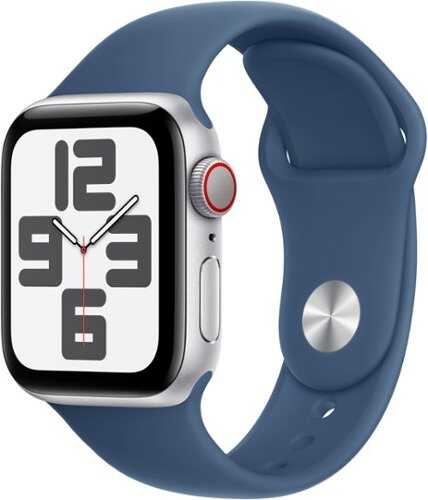 Rent to own Apple Watch SE (GPS+Cellular) 40mm Aluminum Case with Denim Sport Band - S/M - Silver (AT&T)