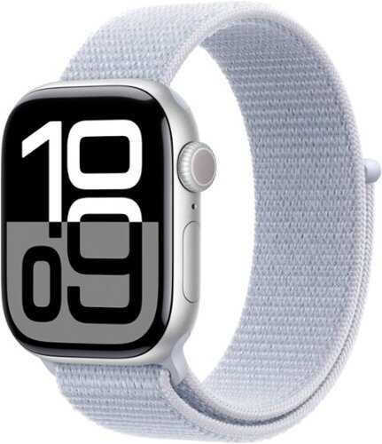 Rent to own Apple Watch Series 10 (GPS+Cellular) 42mm Aluminum Case with Blue Cloud Sport Loop - Silver (AT&T)