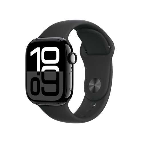 Rent to own Apple Watch Series 10 (GPS+Cellular) 42mm Aluminum Case with Black Sport Band - S/M - Jet Black (AT&T)