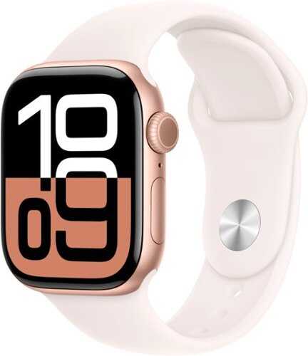 Rent to own Apple Watch Series 10 (GPS+Cellular) 42mm Aluminum Case with Light Blush Sport Band - S/M - Rose Gold (AT&T)