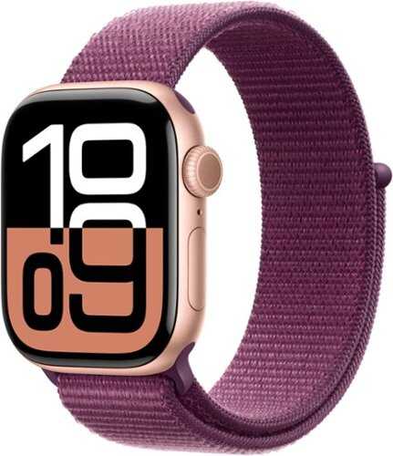 Rent to own Apple Watch Series 10 (GPS+Cellular) 42mm Aluminum Case with Plum Sport Loop - Rose Gold (AT&T)