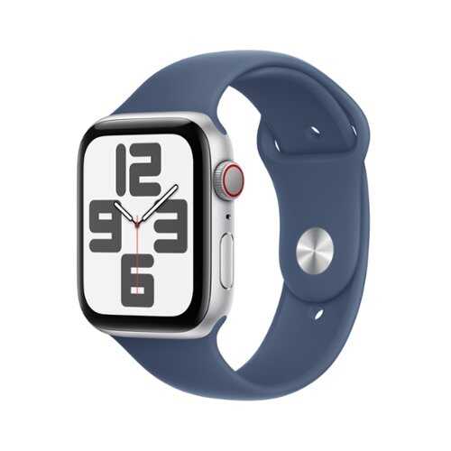 Rent to own Apple Watch SE (GPS+Cellular) 44mm Aluminum Case with Denim Sport Band - S/M - Silver