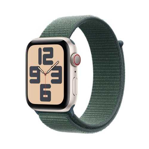 Rent to own Apple Watch SE (GPS+Cellular) 44mm Aluminum Case with Lake Green Sport Loop - Starlight