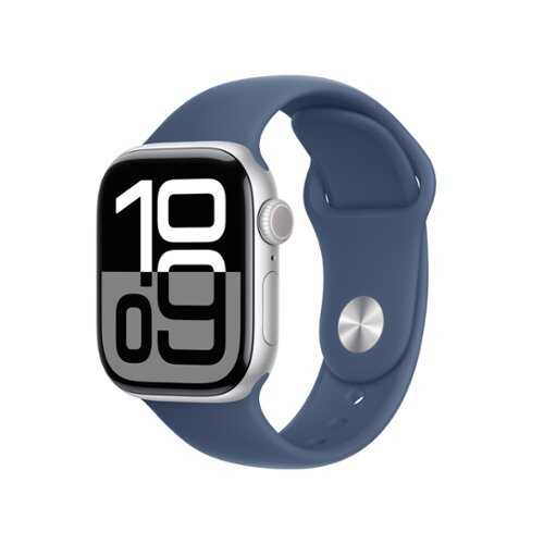 Rent to own Apple Watch Series 10 (GPS+Cellular) 42mm Aluminum Case with Denim Sport Band - M/L - Silver