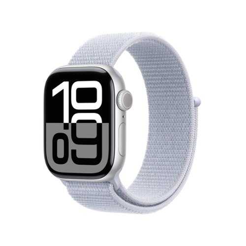 Rent to own Apple Watch Series 10 (GPS+Cellular) 42mm Aluminum Case with Blue Cloud Sport Loop - Silver