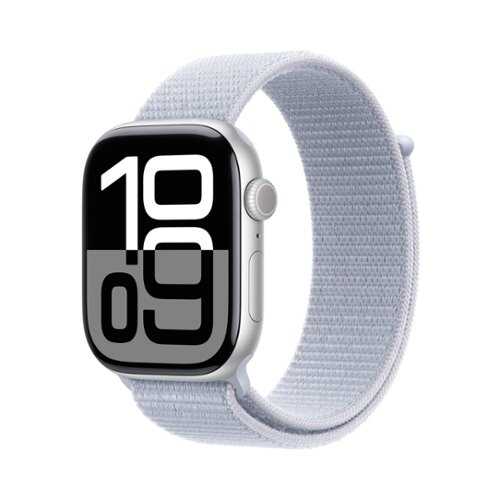 Rent to own Apple Watch Series 10 (GPS+Cellular) 46mm Aluminum Case with Blue Cloud Sport Loop - Silver