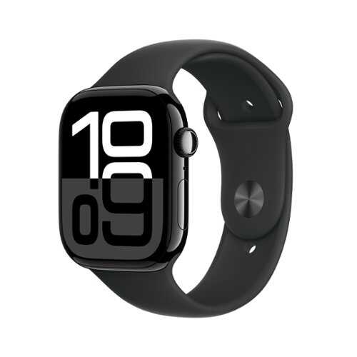 Rent to own Apple Watch Series 10 (GPS+Cellular) 46mm Aluminum Case with Black Sport Band - S/M - Jet Black