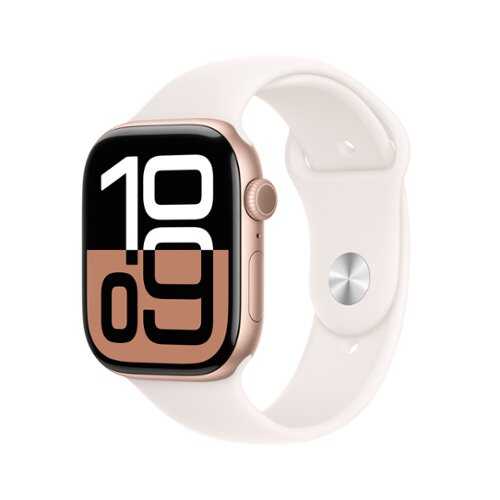 Rent to own Apple Watch Series 10 (GPS+Cellular) 46mm Aluminum Case with Light Blush Sport Band - S/M - Rose Gold