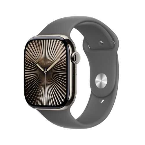 Rent to own Apple Watch Series 10 (GPS+Cellular) 46mm Titanium Case with Stone Grey Sport Band - S/M - Natural