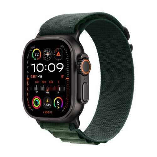 Rent to own Apple Watch Ultra 2 (GPS+Cellular) 49mm Titanium Case with Dark Green Alpine Loop - Small - Black