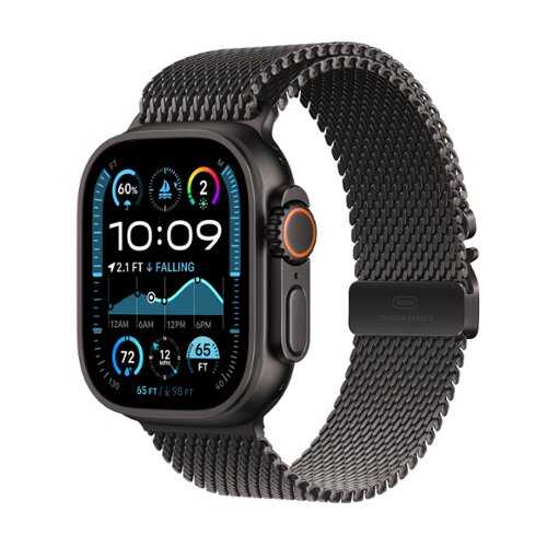 Rent to own Apple Watch Ultra 2 (GPS+Cellular) 49mm Titanium Case with Black Titanium Milanese Loop - Medium - Black