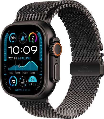 Rent to own Apple Watch Ultra 2 (GPS+Cellular) 49mm Titanium Case with Black Titanium Milanese Loop - Large - Black