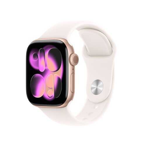 Rent to own Apple Watch Series 11 (GPS+Cellular) 42mm Rose Gold Aluminum Case with Light Blush Sport Band - M/L - Rose Gold - (2025)