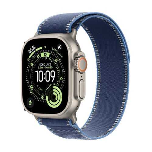 Rent to own Apple Watch Ultra 3 (GPS+Cellular) 49mm Natural Titanium Case with Blue/Bright Blue Trail Loop - M/L - Natural - (2025)