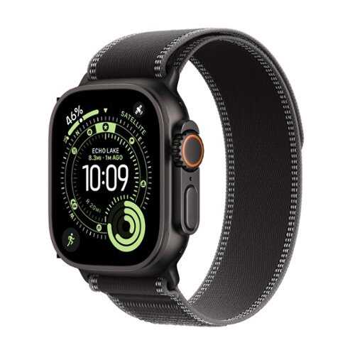 Rent to own Apple Watch Ultra 3 (GPS+Cellular) 49mm Black Titanium Case with Black/Charcoal Trail Loop - M/L - Black - (2025)