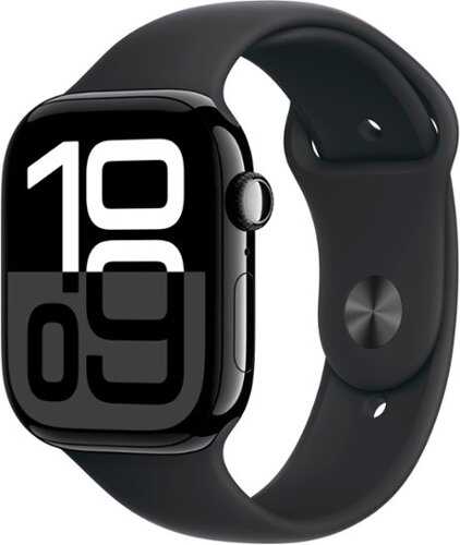 Rent to own Apple Watch Series 10 (GPS+Cellular) 46mm Aluminum Case with Black Sport Band - S/M - Jet Black (AT&T)