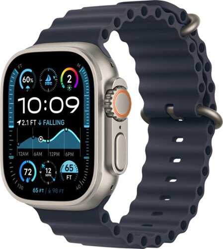 Rent to own Apple Watch Ultra 2 (GPS+Cellular) 49mm Titanium Case with Navy Ocean Band - Natural (AT&T)