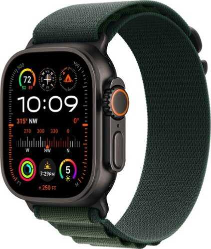 Rent to own Apple Watch Ultra 2 (GPS+Cellular) 49mm Titanium Case with Dark Green Alpine Loop - Small - Black (AT&T)