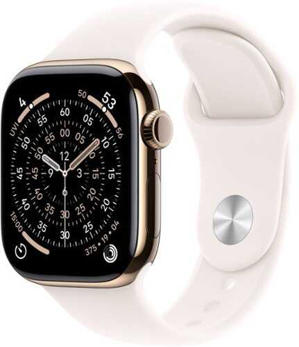 Rent to own Apple Watch Series 11 (GPS+Cellular) 42mm Titanium Case with Light Blush Sport Band - S/M - Gold (AT&T) - (2025)