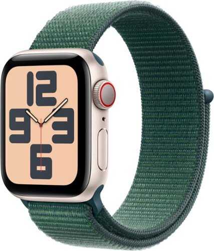 Rent to own Apple Watch SE (GPS+Cellular) 40mm Aluminum Case with Lake Green Sport Loop - Starlight (Verizon)