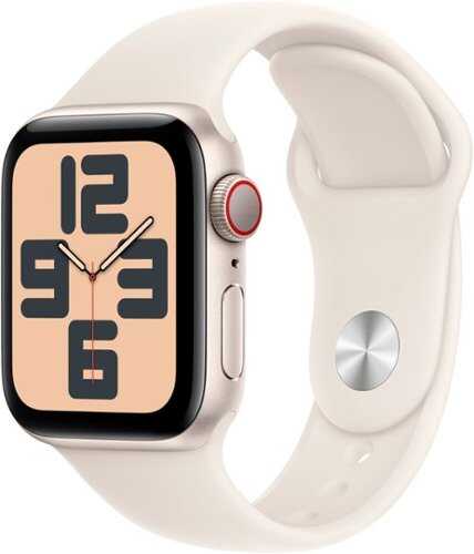 Rent to own Apple Watch SE (GPS+Cellular) 40mm Aluminum Case with Starlight Sport Band - S/M - Starlight (Verizon)