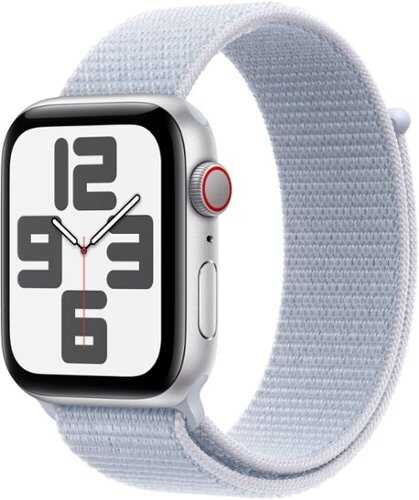 Rent to own Apple Watch SE (GPS+Cellular) 44mm Aluminum Case with Blue Cloud Sport Loop - Silver (Verizon)