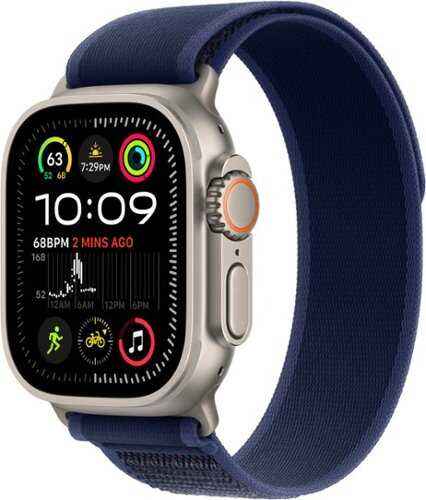 Rent to own Apple Watch Ultra 2 (GPS+Cellular) 49mm Titanium Case with Blue Trail Loop - S/M - Natural (Verizon)