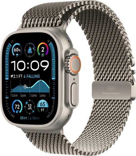 Rent to own Apple Watch Ultra 2 (GPS+Cellular) 49mm Titanium Case with Natural Titanium Milanese Loop - Small - Natural (Verizon)