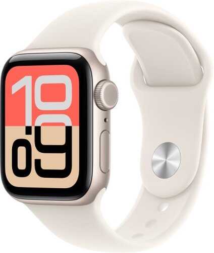 Rent to own Apple Watch SE 3 (GPS+Cellular) 40mm Aluminum Case with Starlight Sport Band - S/M - Starlight (Verizon) - (2025)