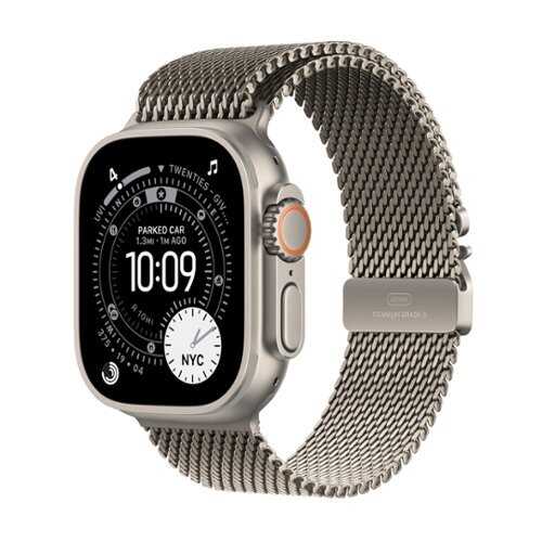Rent to own Apple Watch Ultra 3 (GPS+Cellular) 49mm Titanium Case with Titanium Milanese Loop - Large - Natural (Verizon) - (2025)