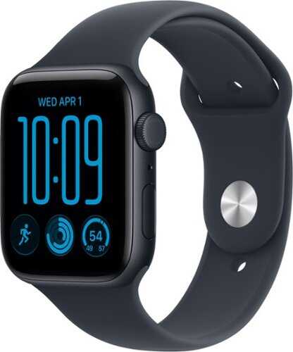 Rent to own Apple Watch SE 3 (GPS + Cellular) 44mm Aluminum Case with Navy Blue Sport Band - S/M - Midnight (Verizon) - (2026)