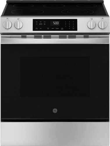 Rent to own GE - 5.3 Cu. Ft. Slide-In Electric Range with Self-Clean and Steam Cleaning Option and Crisp Mode - Stainless Steel