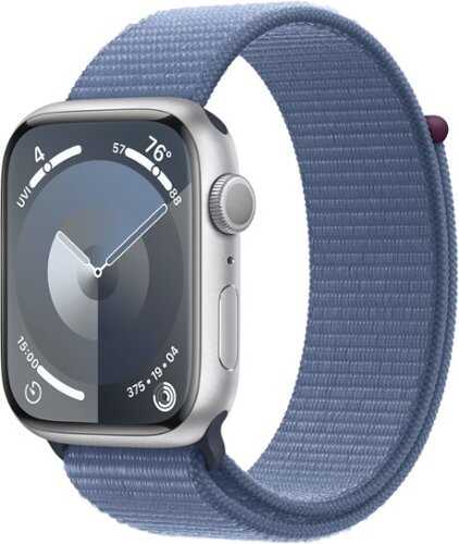 Rent to own Apple Watch Series 9 GPS 45mm Aluminum Case with Winter Blue Sport Loop - Silver