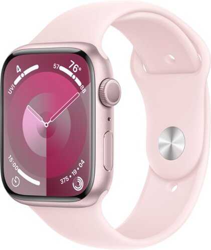 Rent to own Apple Watch Series 9 GPS 45mm Aluminum Case with Light Pink Sport Band  (Medium/Large) - Pink