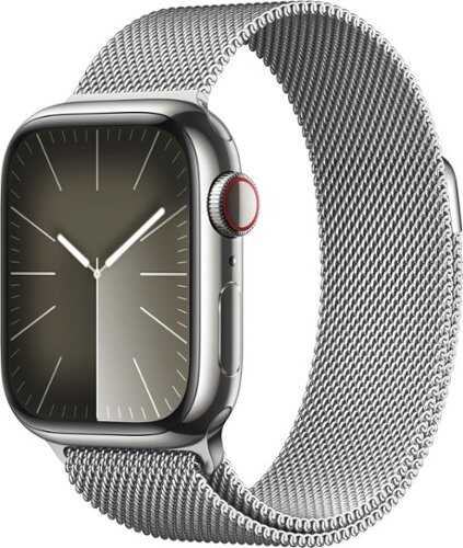Rent to own Apple Watch Series 9 GPS + Cellular 41mm Stainless Steel Case with Silver Milanese Loop - Silver